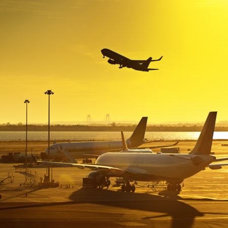 Airplanes taking off at JFK